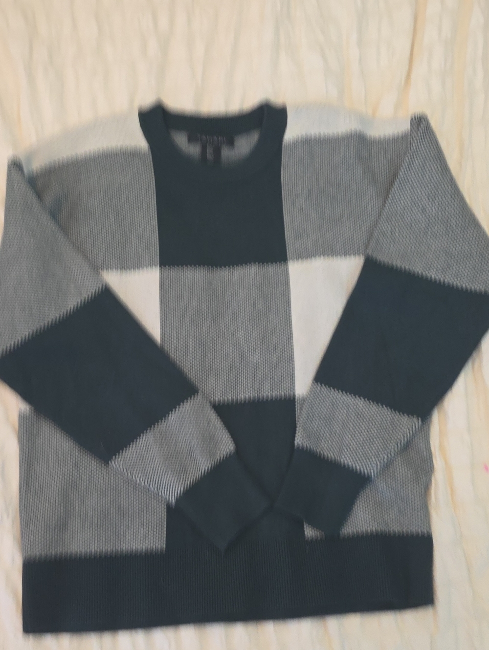Tahari Patterned Crewneck Sweater - Green And Black